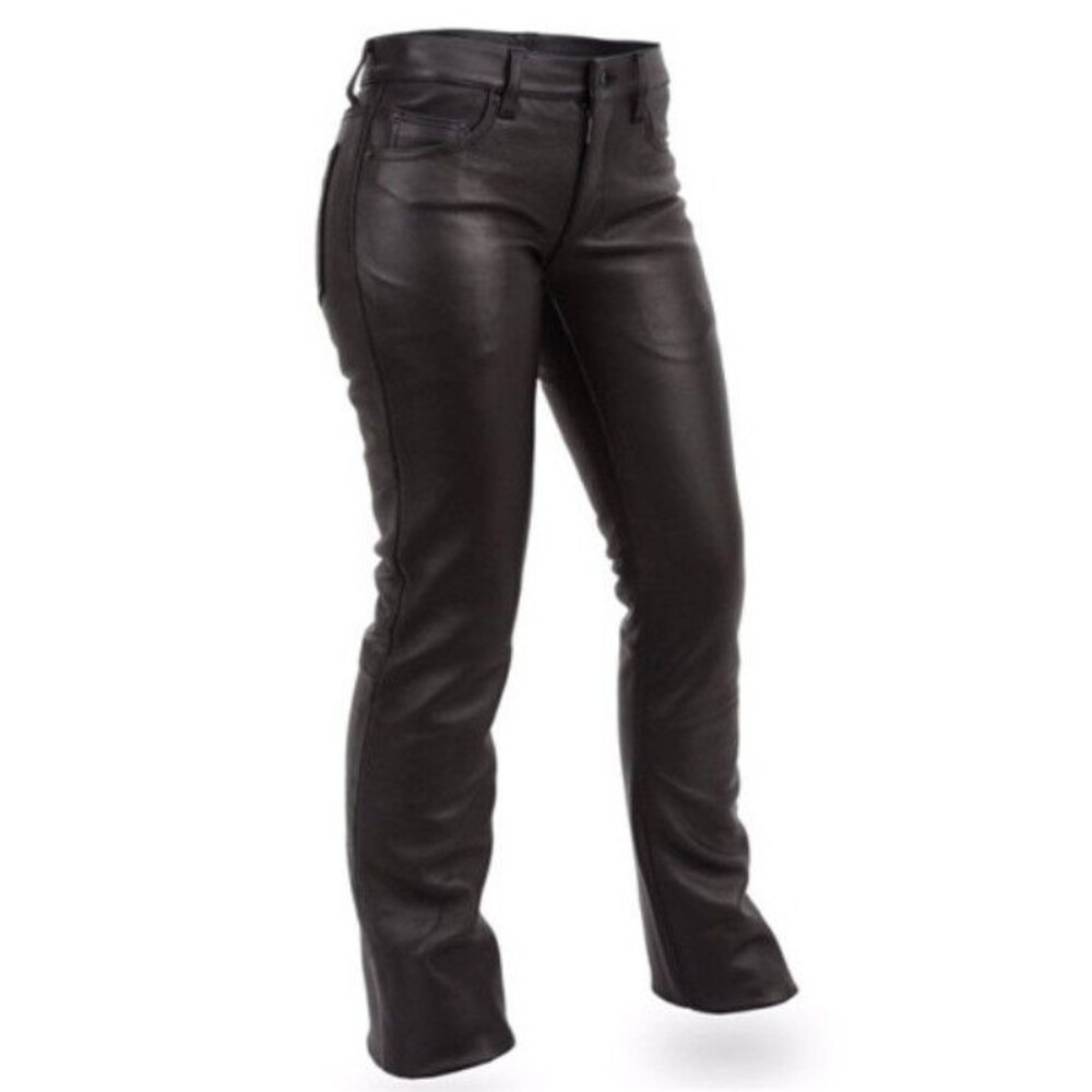 Leather Bound Jean Style Womens Leather Motorcycle Pants - Size 12 New With Tags